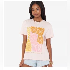 Show Me Your Mumu Thomas Graphic Tee Retro Garden Pink Floral Small Medium
